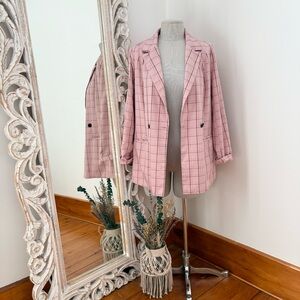 Petite Pink Plaid Women's Blazer